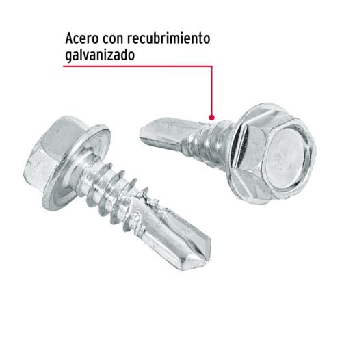 444001 44400 - Bolsa con 100 pijas 3/4" cabeza hexagonal, punta de broca