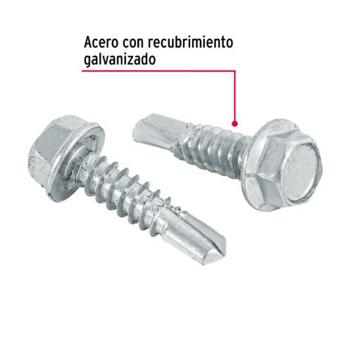 444011 44401 - Bolsa con 100 pijas 1" cabeza hexagonal, punta de broca