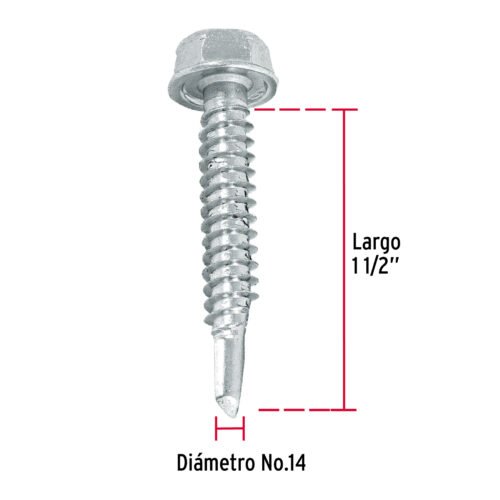 44403 - Bolsa con 50 pijas 1-1/2" cabeza hexagonal, punta de broca