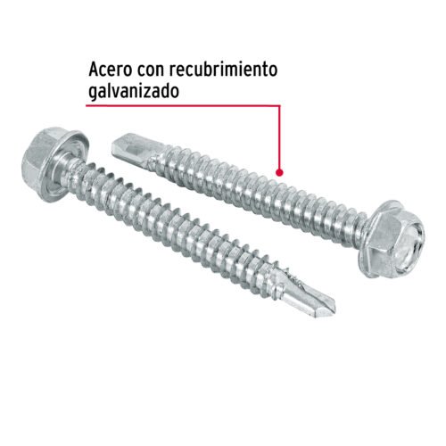 444041 44404 - Bolsa con 50 pijas 2" cabeza hexagonal, punta de broca