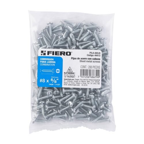 44413 - Bolsa con 200 pijas para lámina, #8 x 5/8", FIERO