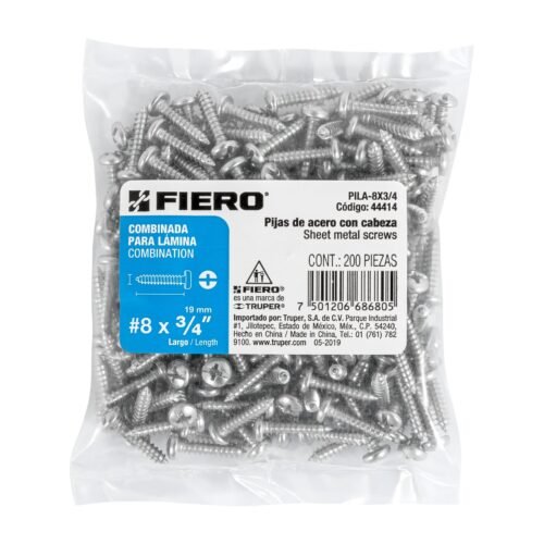 44414 - Bolsa con 200 pijas para lámina, #8 x 3/4", FIERO