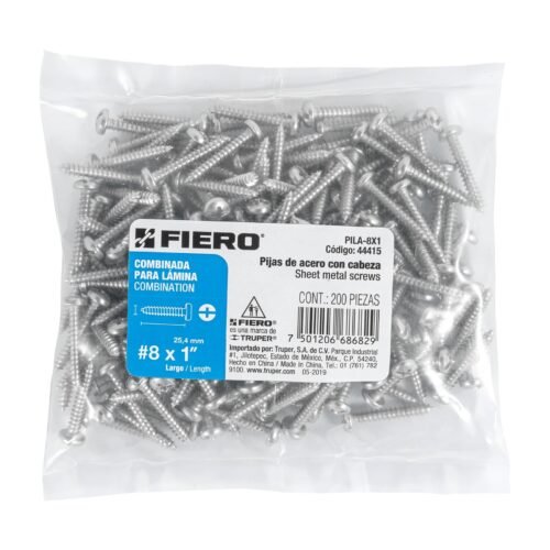 444153 44415 - Bolsa con 200 pijas para lámina, #8 x 1", FIERO