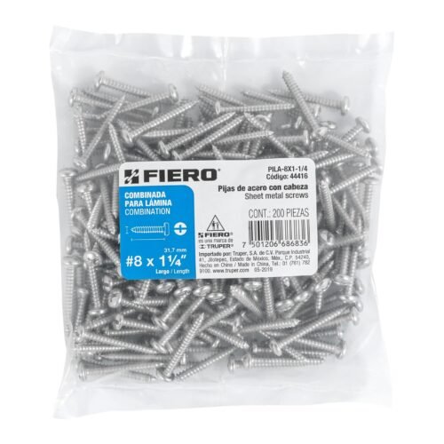 44416 - Bolsa con 200 pijas para lámina, #8 x 1-1/4", FIERO