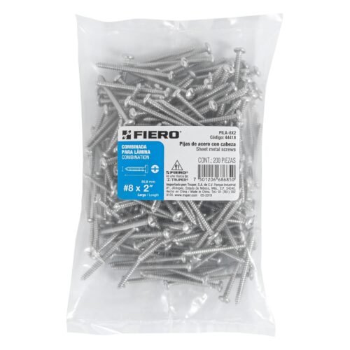 444183 44418 - Bolsa con 200 pijas para lámina, #8 x 2", FIERO