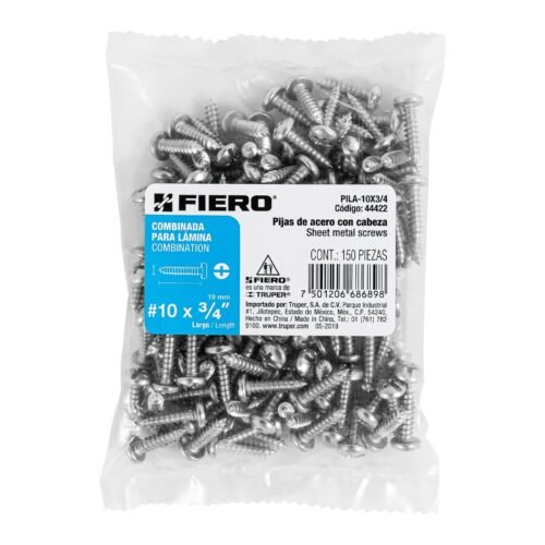 44422 - Bolsa con 150 pijas para lámina, #10 x 3/4", FIERO