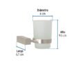 444371 44437 - Portavaso cepillero con vaso de vidrio, satín, FOSET KUBO