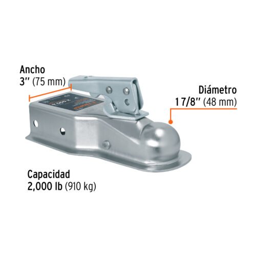 44443 - Acoplador para remolque, para bola de 1-7/8", Truper