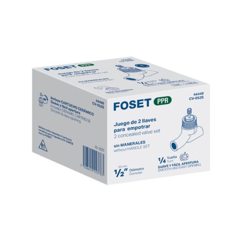 44449 - Juego de 2 llaves de empotrar PPR 1/2" sin manerales, FOSET
