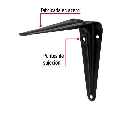 444502 44450 - Ménsula de acero negra 4 x 5", FIERO