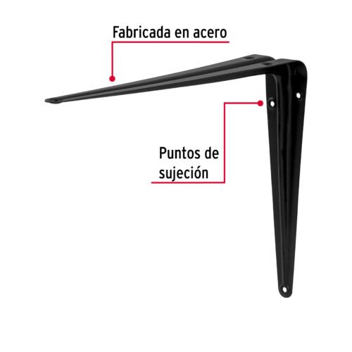 444532 44453 - Ménsula de acero negra 8" x 10", FIERO