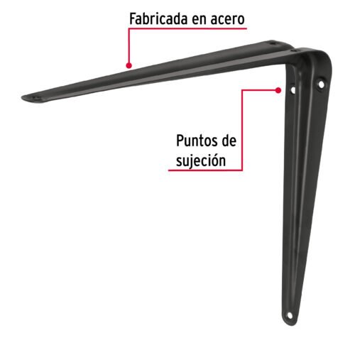 44454 - Ménsula de acero negra 10 x 12", FIERO
