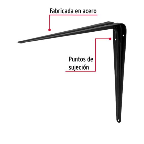 44455 - Ménsula de acero negra 12 x 14", FIERO