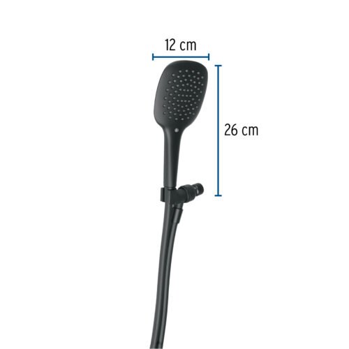 44456 - Regadera de teléfono con soporte, negro, FOSET RIVIERA