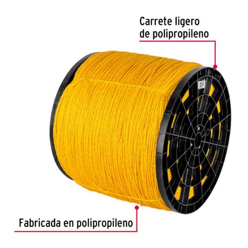 444721 44472 - Kilo de cuerda amarilla de polipropileno 4mm, carrete 20 kg