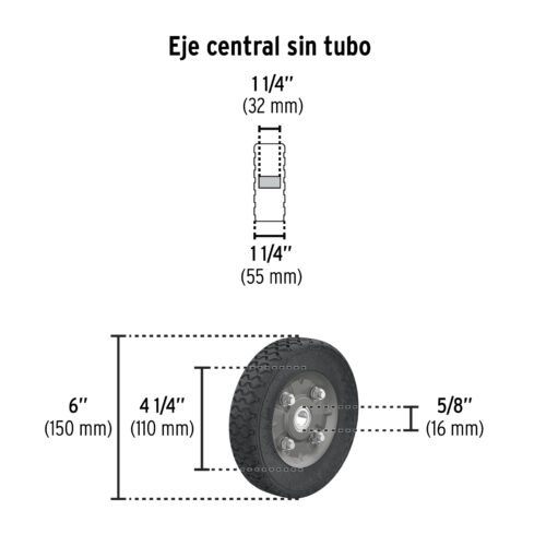 44475 - Diablo de carga de 100 kg, ruedas sólidas, balero sencillo