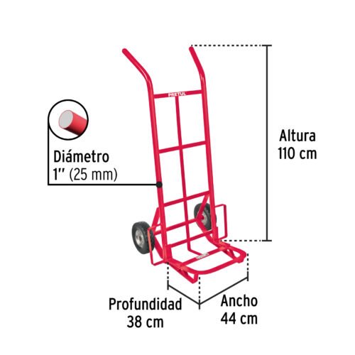 44476 - Diablo de carga de 200 kg, ruedas sólidas, balero sencillo