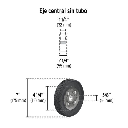 44476 - Diablo de carga de 200 kg, ruedas sólidas, balero sencillo