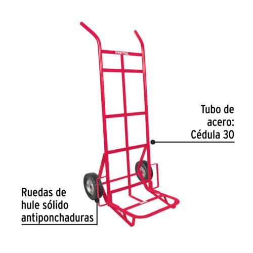44477 - Diablo de carga de 300 kg, ruedas sólidas, doble balero
