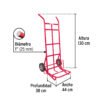 44477 - Diablo de carga de 300 kg, ruedas sólidas, doble balero