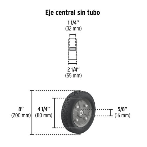 44477 - Diablo de carga de 300 kg, ruedas sólidas, doble balero
