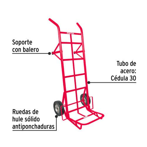 44479 - Diablo de carga de 450 kg, ruedas sólidas, doble balero