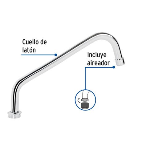 44481 - Cuello estándar para mezcladora de fregadero, cromo, Aqua