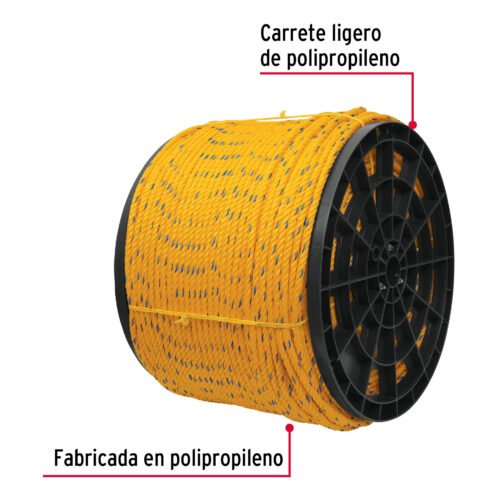 444871 44487 - Kilo de cuerda amarilla de polipropileno 10mm, carrete 20kg