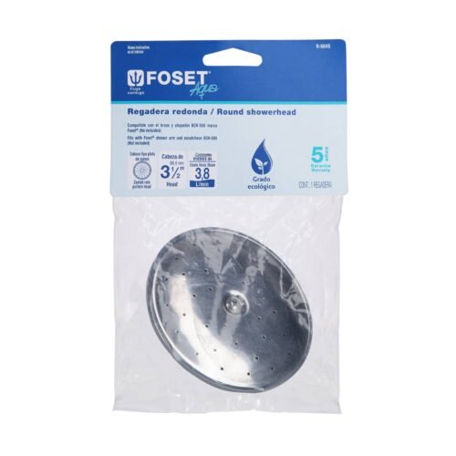 444935 44493 - Regadera redonda metálica 3-1/2" sin brazo, Foset Aqua