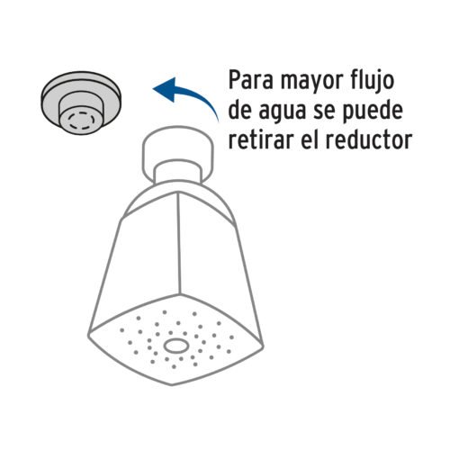 44494 - Regadera cuadrada metálica 2" sin brazo, Foset Aqua