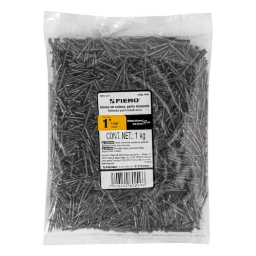 444952 44495 - Bolsa con 1 kg de clavo estándar 1" sin cabeza, FIERO