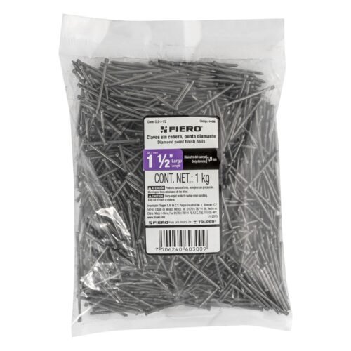 444962 44496 - Bolsa con 1 kg de clavo estándar 1-1/2" sin cabeza, FIERO