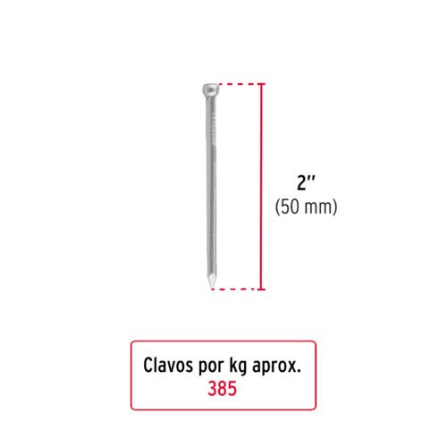 444971 44497 - Bolsa con 1 kg de clavo estándar 2" sin cabeza, FIERO
