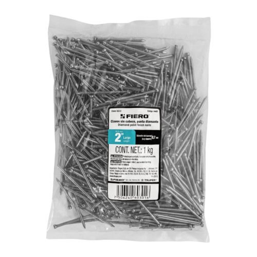 444972 44497 - Bolsa con 1 kg de clavo estándar 2" sin cabeza, FIERO