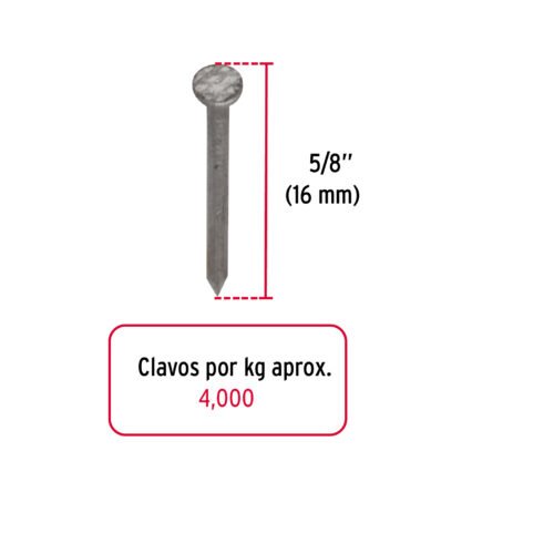 44500 - Bolsa con 1 kg de clavos alfilerillos de 5/8" con cabeza