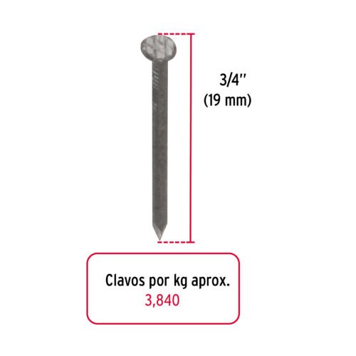 44501 - Bolsa con 1 kg de clavos alfilerillos de 3/4" con cabeza