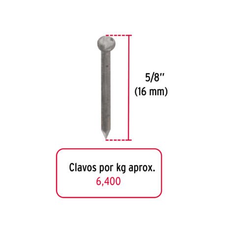 44503 - Bolsa con 1 kg de clavos alfilerillos de 5/8" sin cabeza