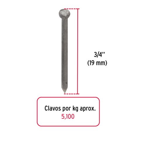 44504 - Bolsa con 1 kg de clavos alfilerillos de 3/4" sin cabeza