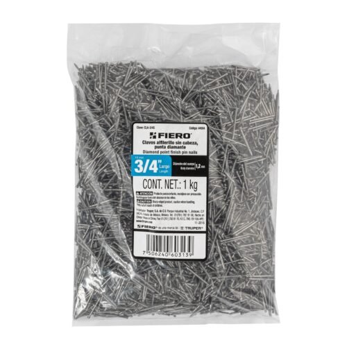 44504 - Bolsa con 1 kg de clavos alfilerillos de 3/4" sin cabeza