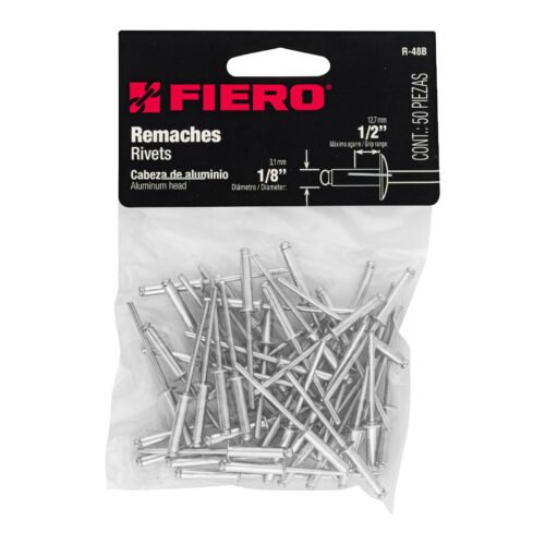 445233 44523 - Bolsa con 50 remaches 1/8" x 1/2" de aluminio, ala 1/4