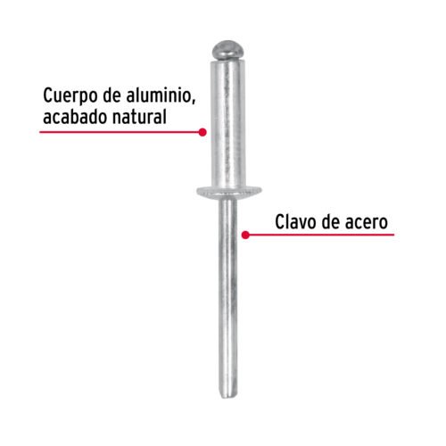 44530 - Bolsa con 50 remaches 3/16" x 3/8" de aluminio, ala 3/8"