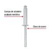 445351 44535 - Bolsa con 50 remaches 3/16" x 5/8" de aluminio, ala 3/8"