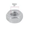 445482 44548 - Bolsa con 250 tuercas 1/4" hexagonales de acero galvanizado