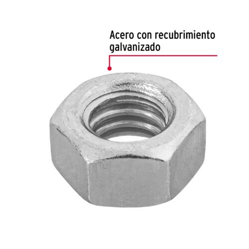 445491 44549 - Bolsa con 150 tuercas 5/16" hexagonales de acero galvanizado