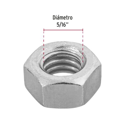 445492 44549 - Bolsa con 150 tuercas 5/16" hexagonales de acero galvanizado