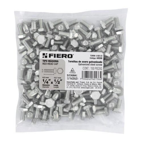 445563 44556 - Bolsa con 150 tornillos 1/4" x 1/2" tipo máquina, FIERO