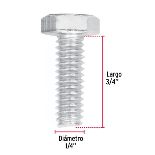 445572 44557 - Bolsa con 100 tornillos 1/4" x 3/4" tipo máquina, FIERO