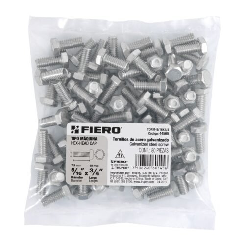 44565 - Bolsa con 80 tornillos 5/16" x 3/4" tipo máquina, FIERO