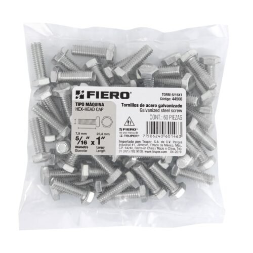 44566 - Bolsa con 60 tornillos 5/16" x 1" tipo máquina, FIERO