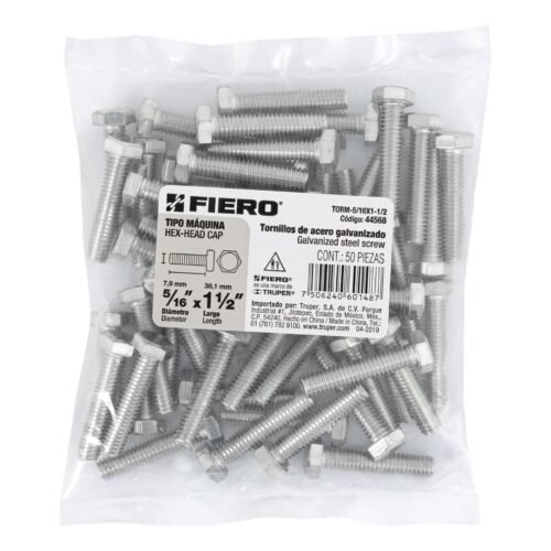 445683 44568 - Bolsa con 50 tornillos 5/16" x 1-1/2" tipo máquina, FIERO